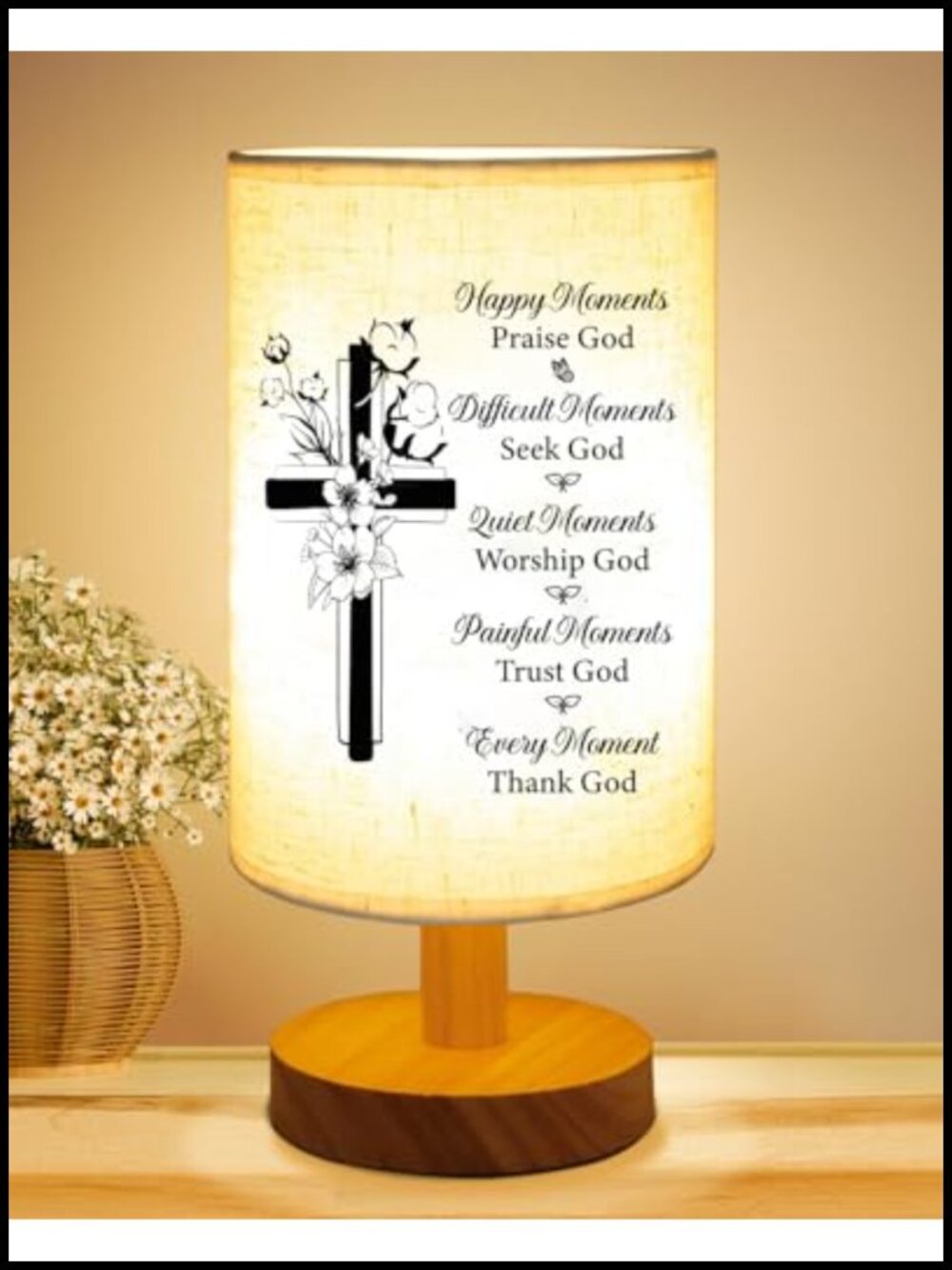 Christian Gifts for Women Faith Spiritual Inspirational Fabric Table Lamp LED